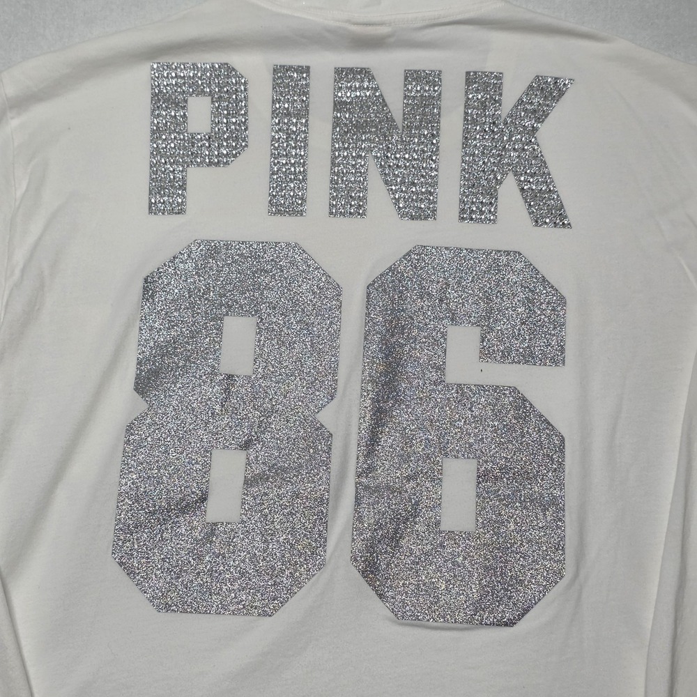 Victoria's Secret PINK 86 2018 Bling Women XL Silver Rhinestone Glitter SEE PHOT